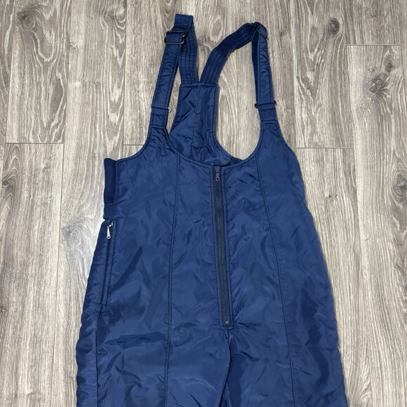 VTG Topher Mens Ski Pants Overalls Bib Ski Suit Suspenders 70s 80s M Blue Retro - Picture 2 of 15